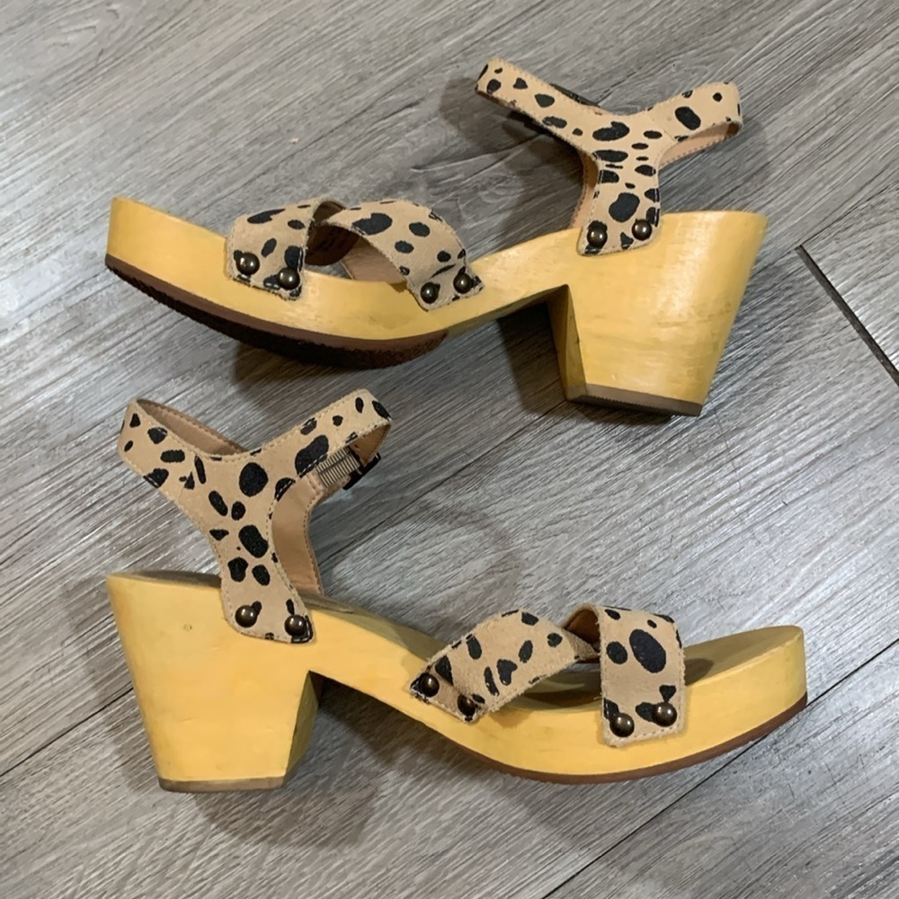 Matisse Animal Print Leather “Jump in” Wood Heel Clogs/Sandals size 9 - Picture 9 of 12